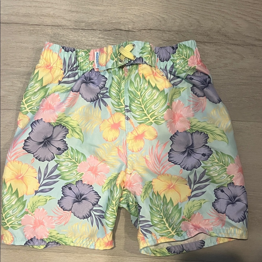 Tropical Floral Kids Swim Trunks